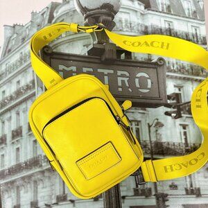 Coach Track Pack 14 Leather Gunmetal/Bright Yellow CL410